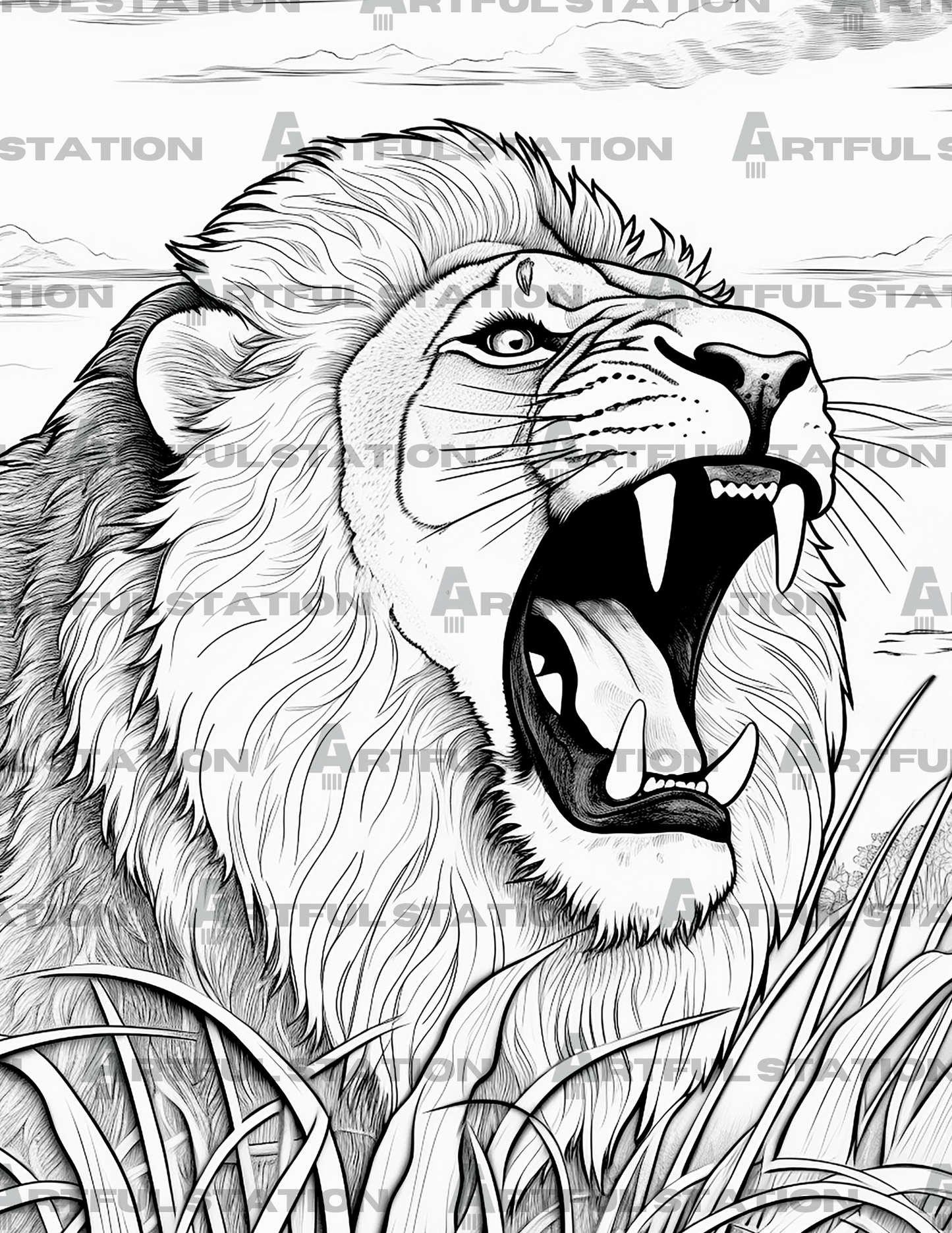 Animals of the Savanna Adult Coloring Book