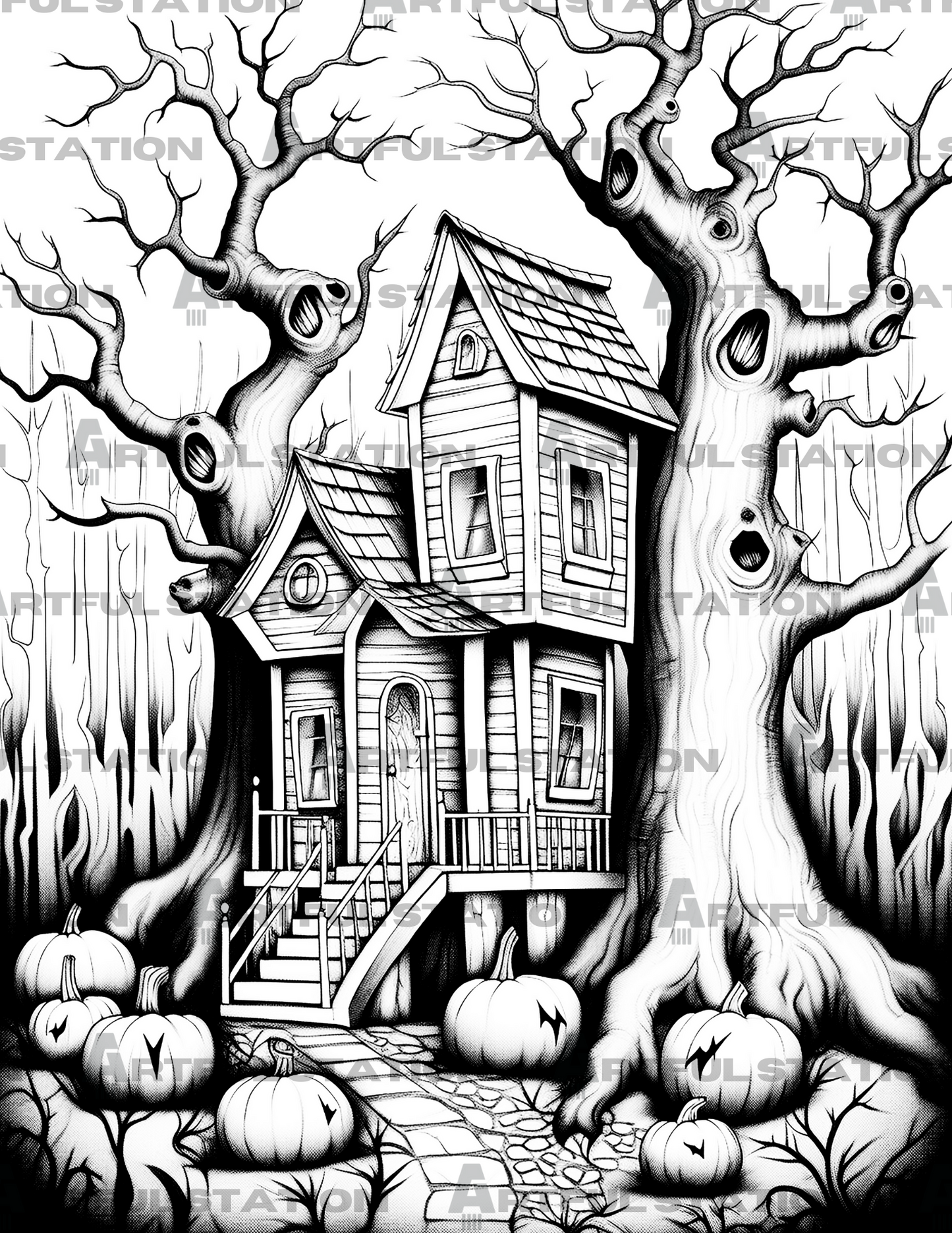 Haunted Mansions Adult Coloring Book