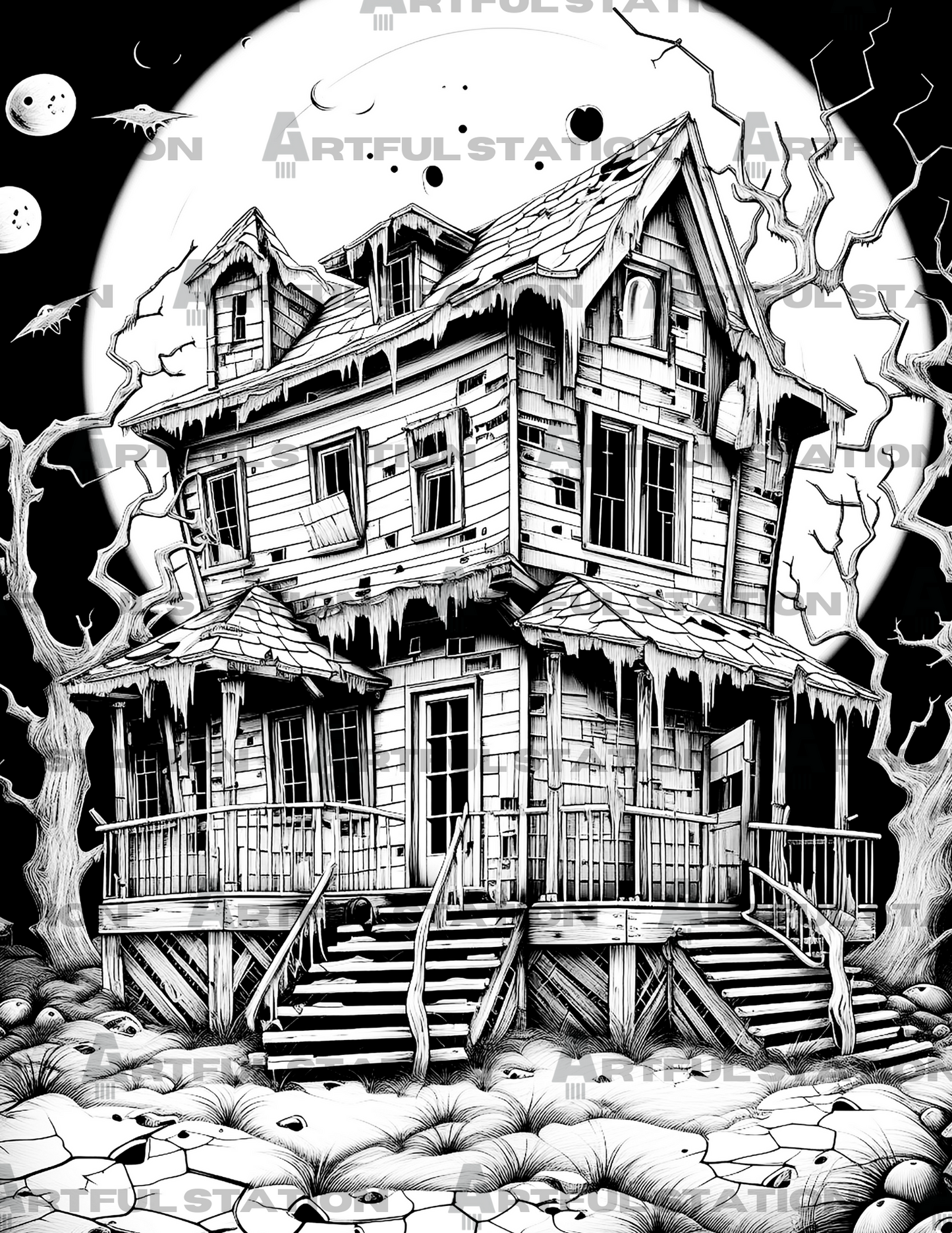 Haunted Mansions Adult Coloring Book