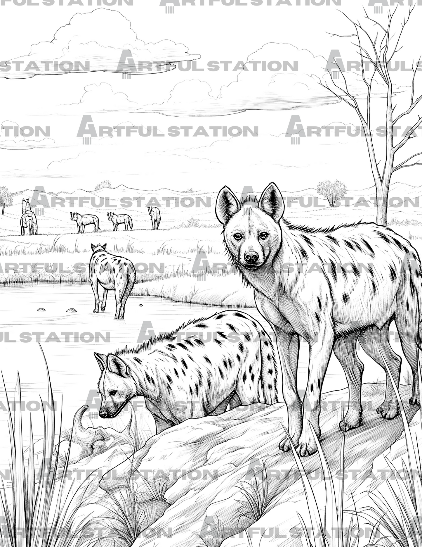 Animals of the Savanna Adult Coloring Book