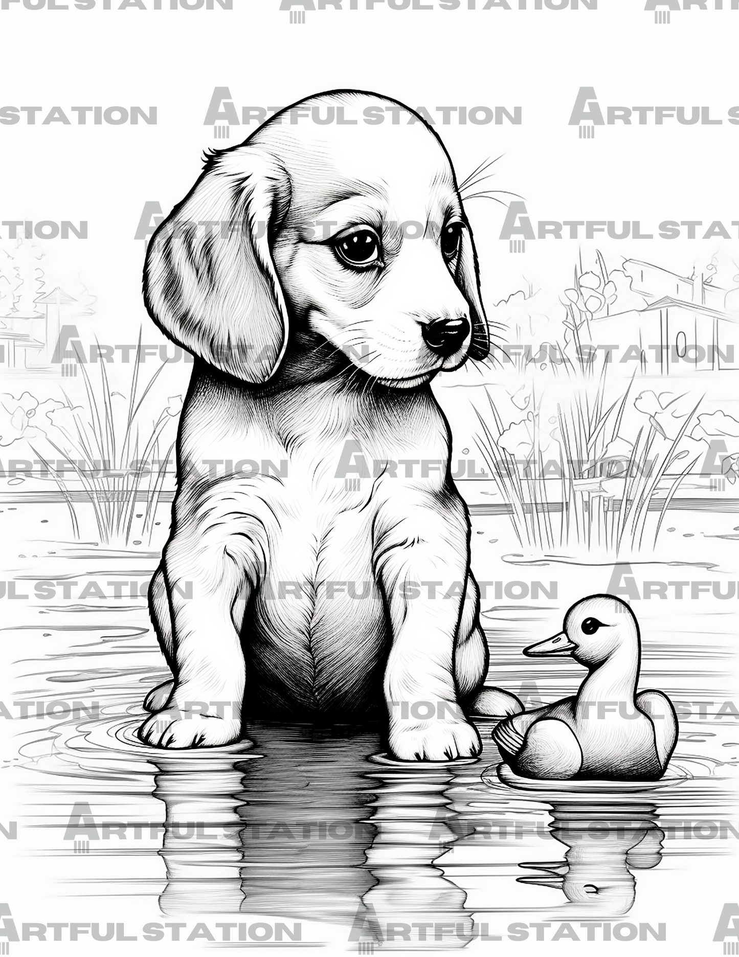 Adorable Puppies Adult Coloring Book