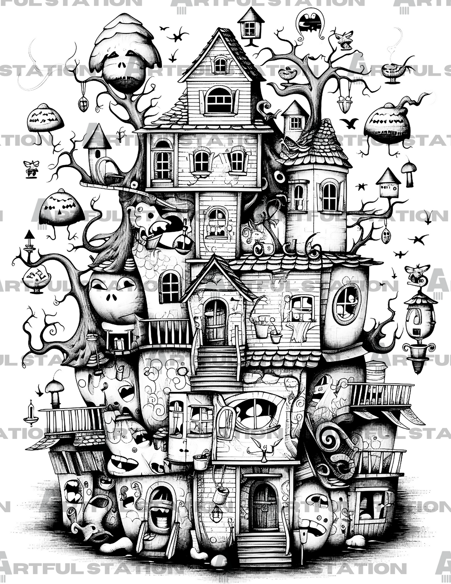 Haunted Mansions Adult Coloring Book