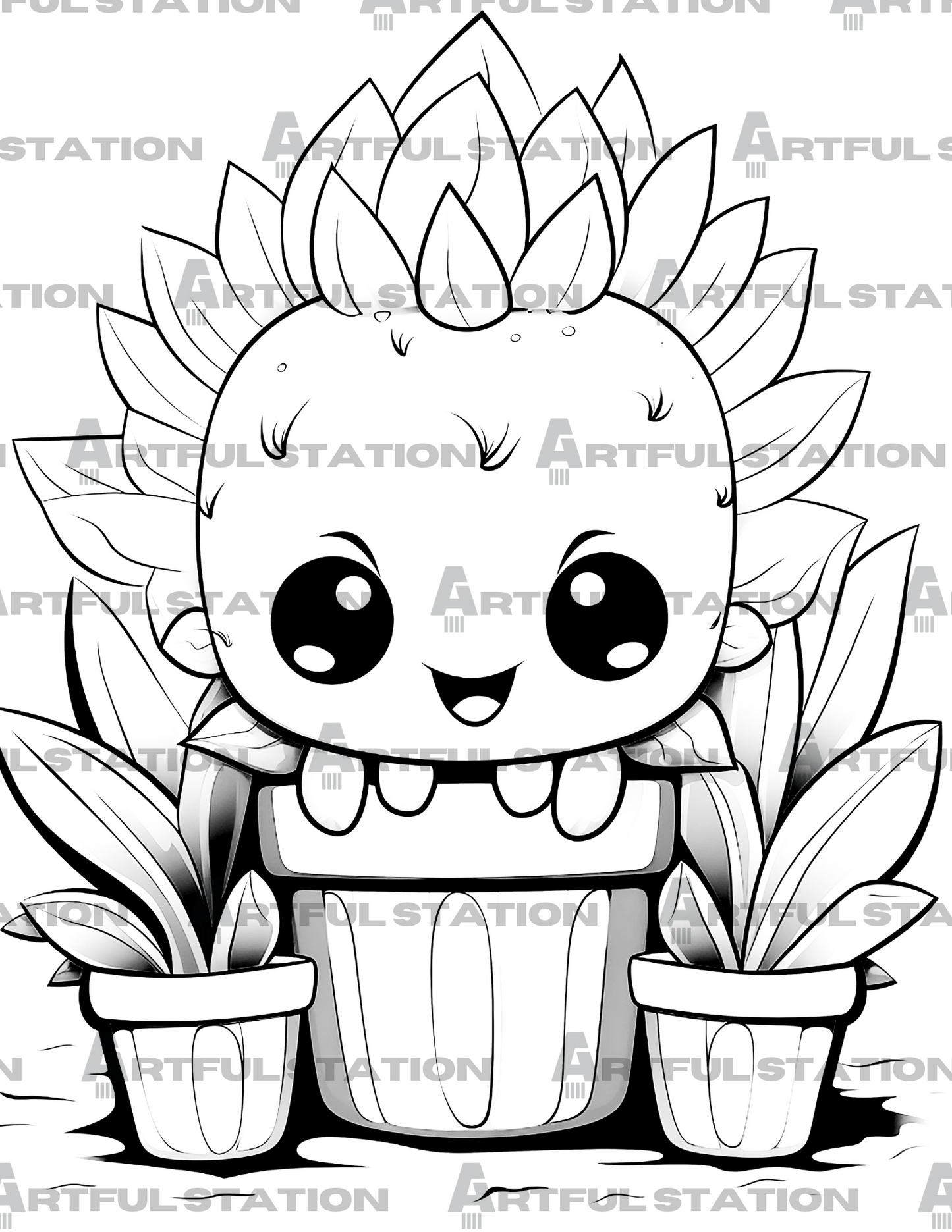 Kawaii Succulents Coloring Book