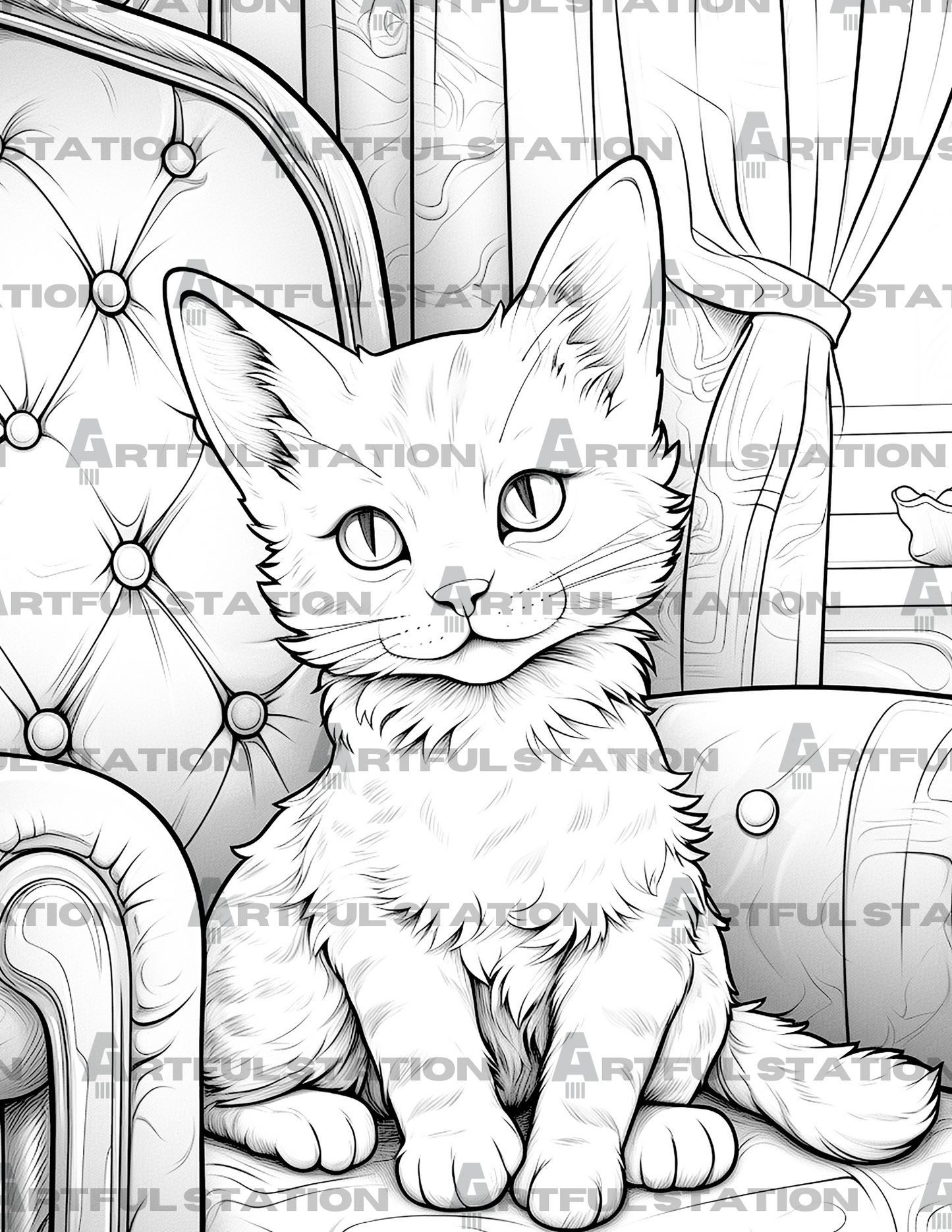 Adorable Kittens Adult Coloring Book