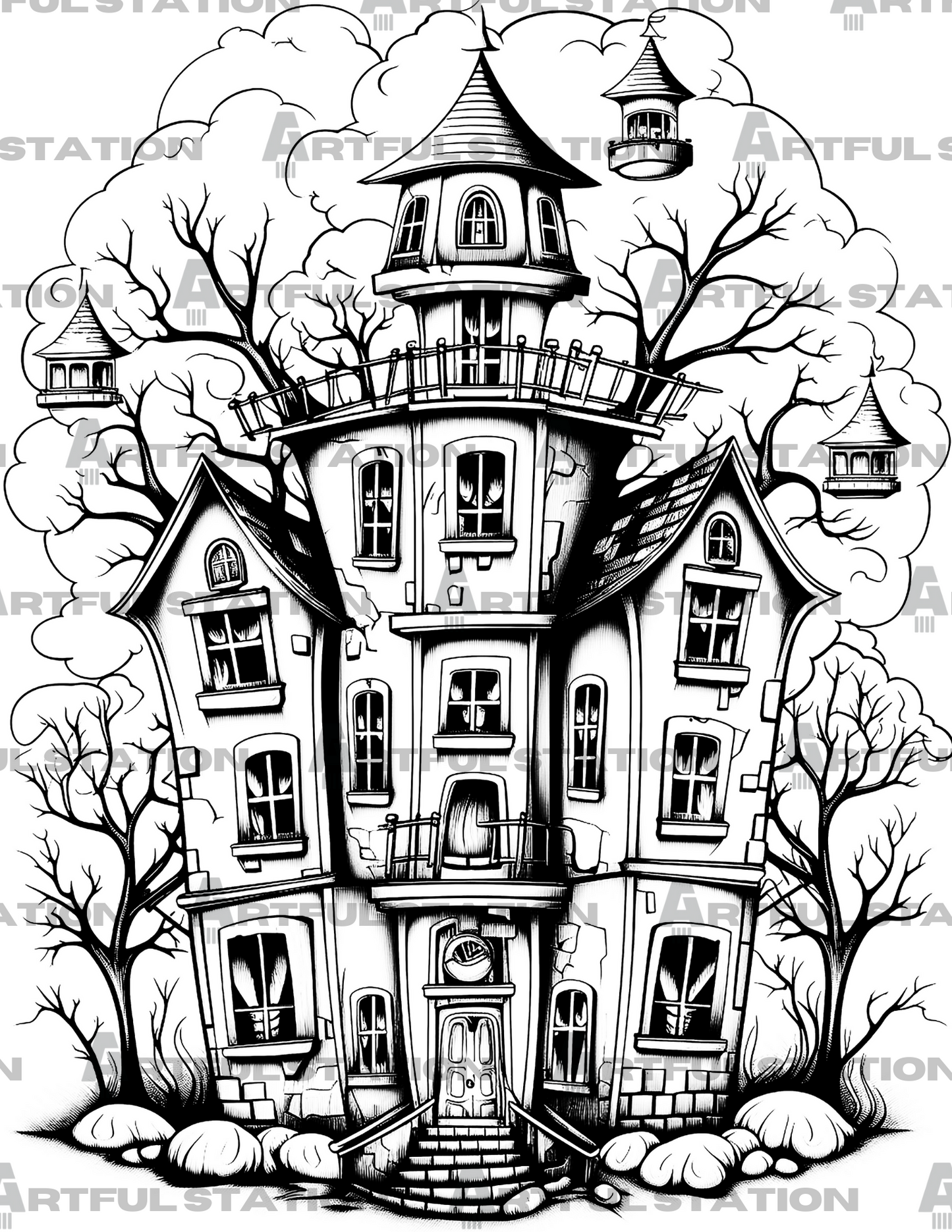 Haunted Mansions Adult Coloring Book