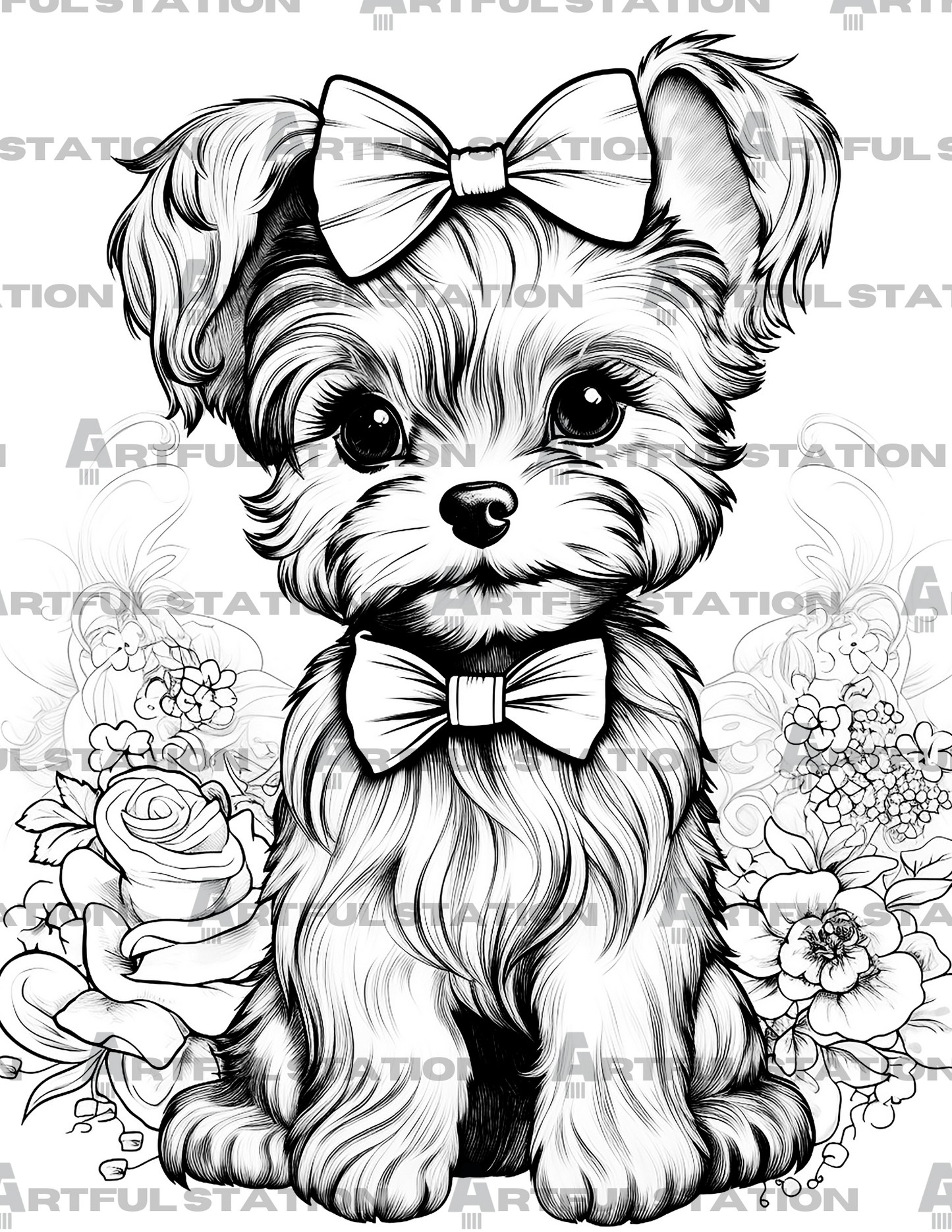 Adorable Puppies Adult Coloring Book