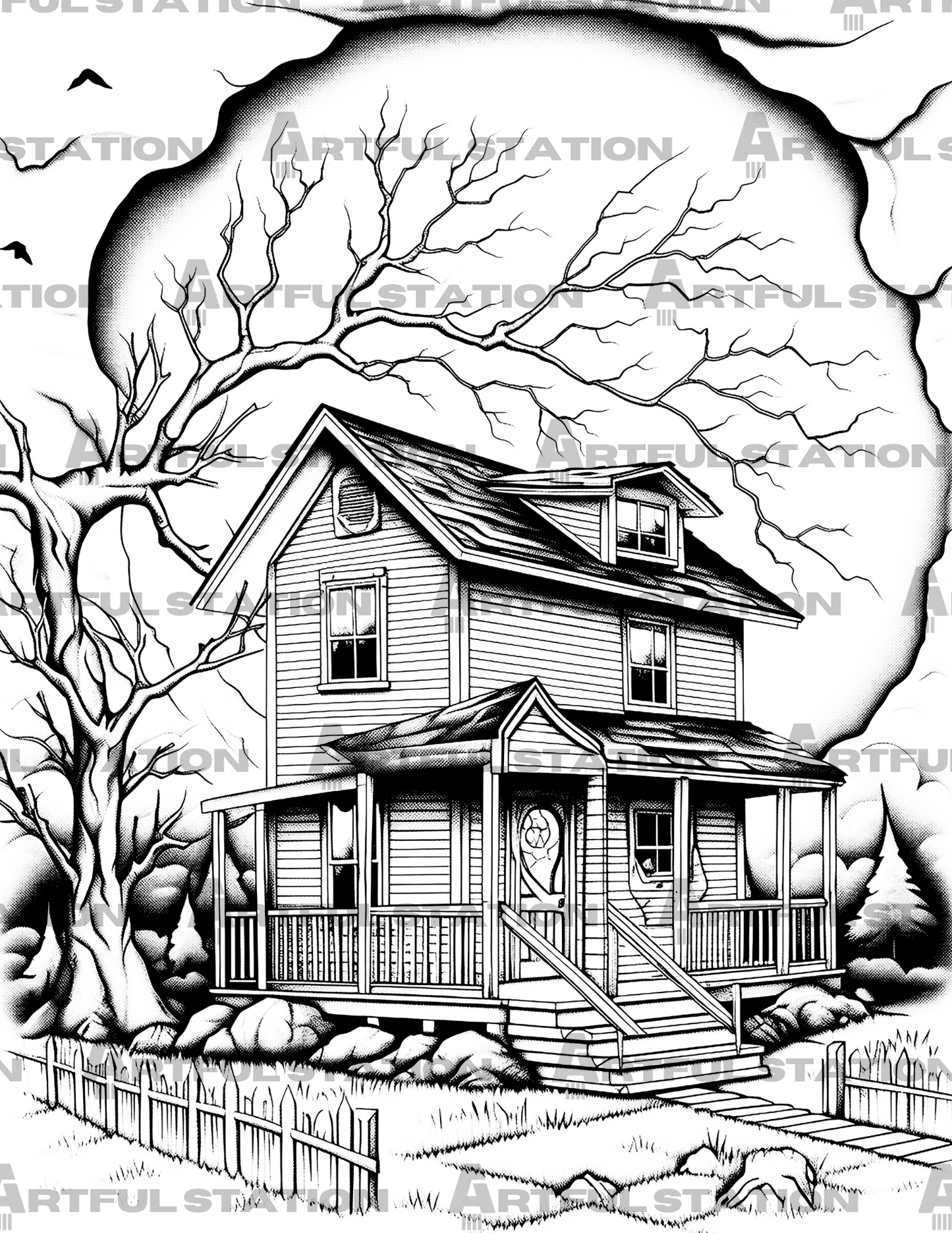 Haunted Mansions Adult Coloring Book