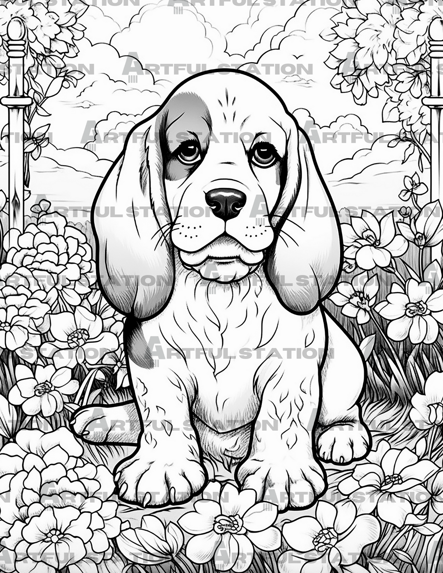 Adorable Puppies Adult Coloring Book