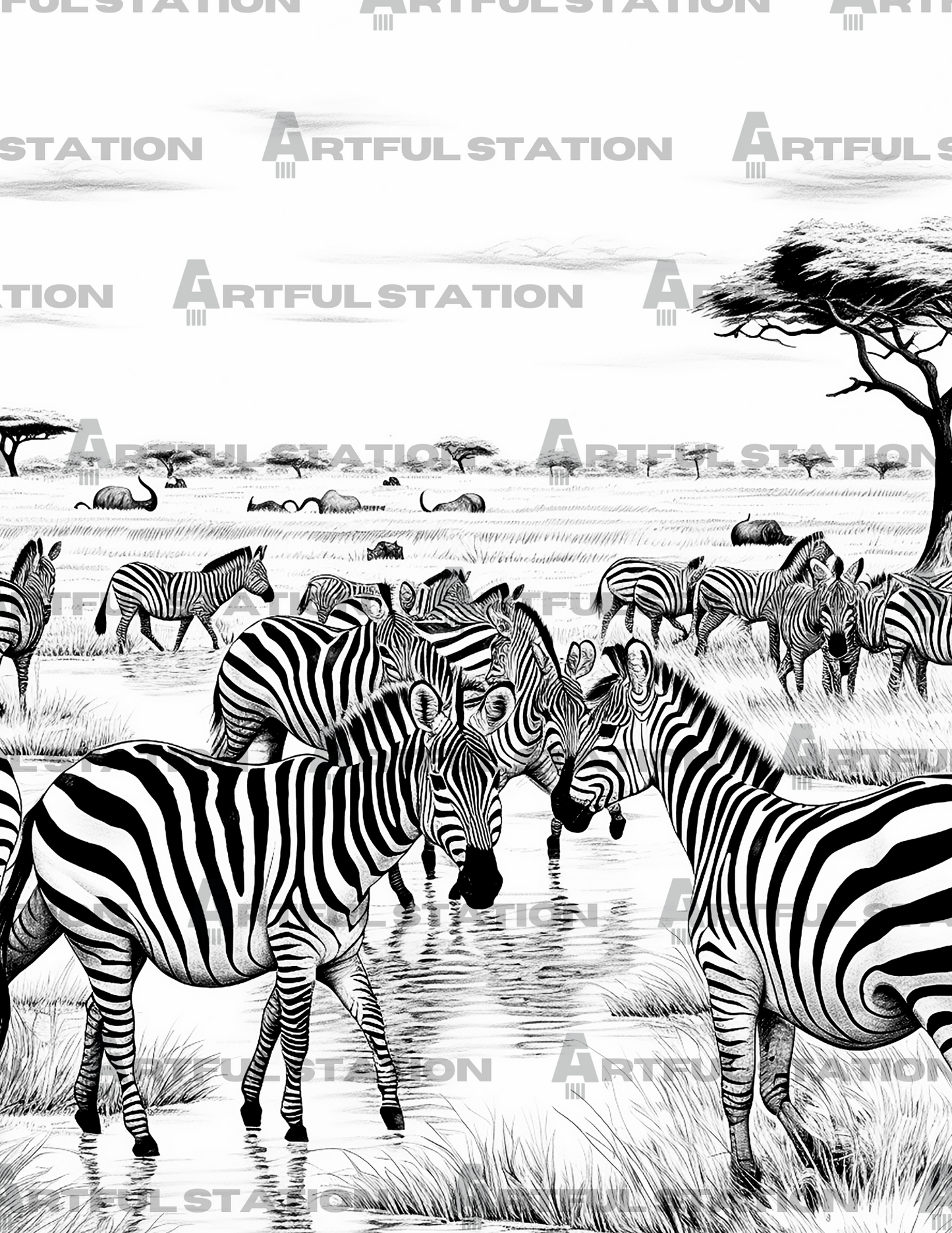 Animals of the Savanna Adult Coloring Book