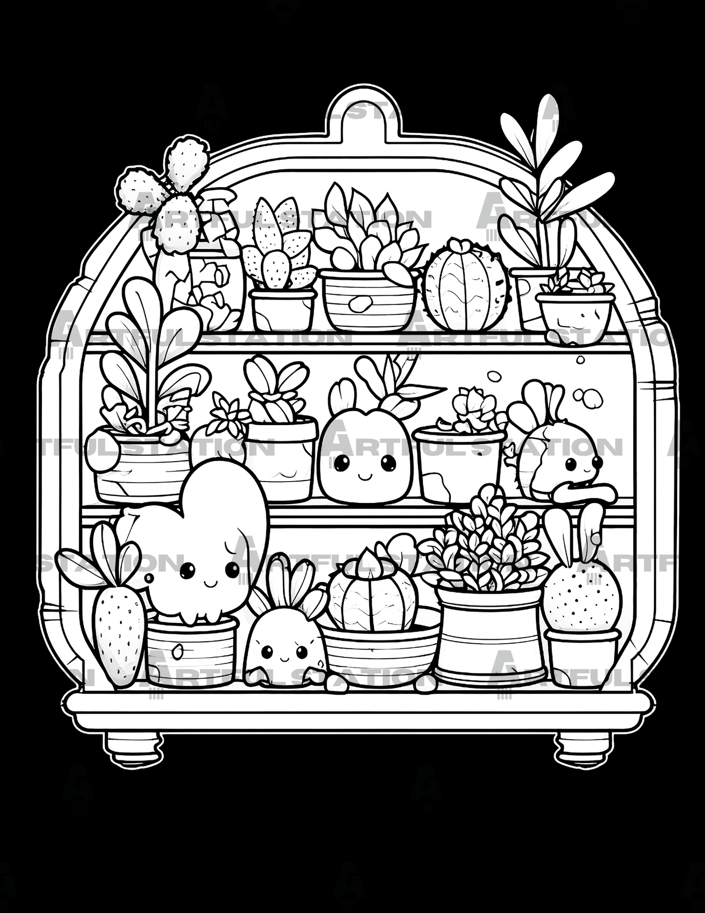 Kawaii Succulents Coloring Book