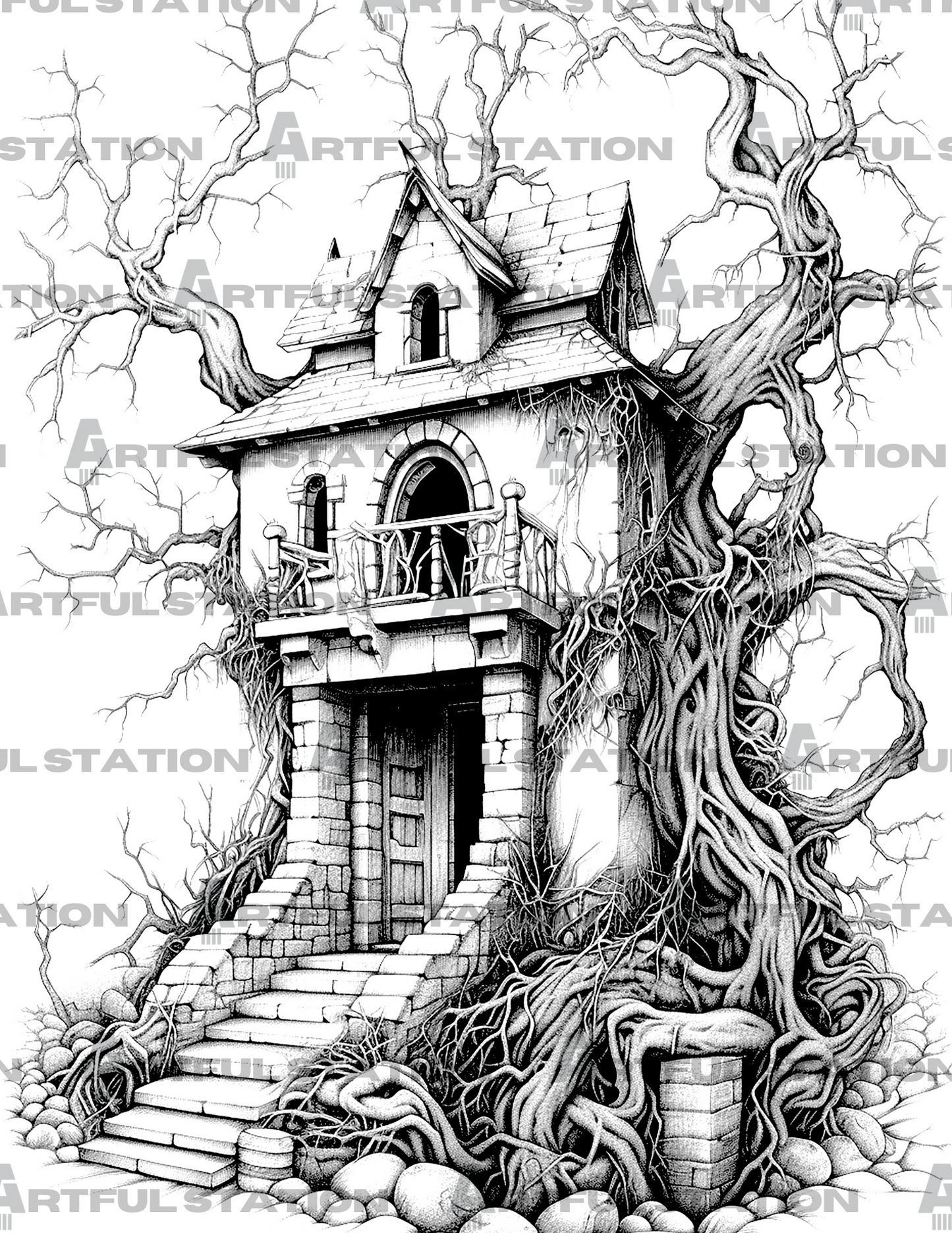 Haunted Mansions Adult Coloring Book