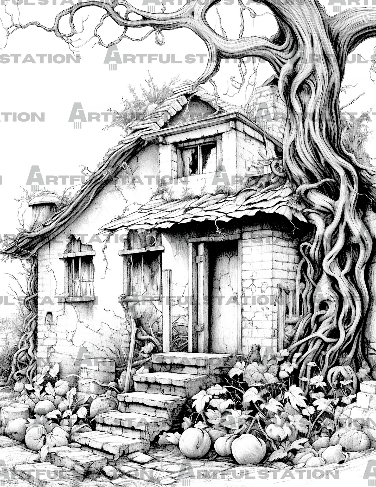 Haunted Mansions Adult Coloring Book