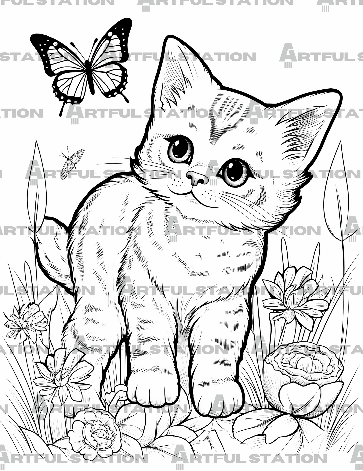 Adorable Kittens Adult Coloring Book