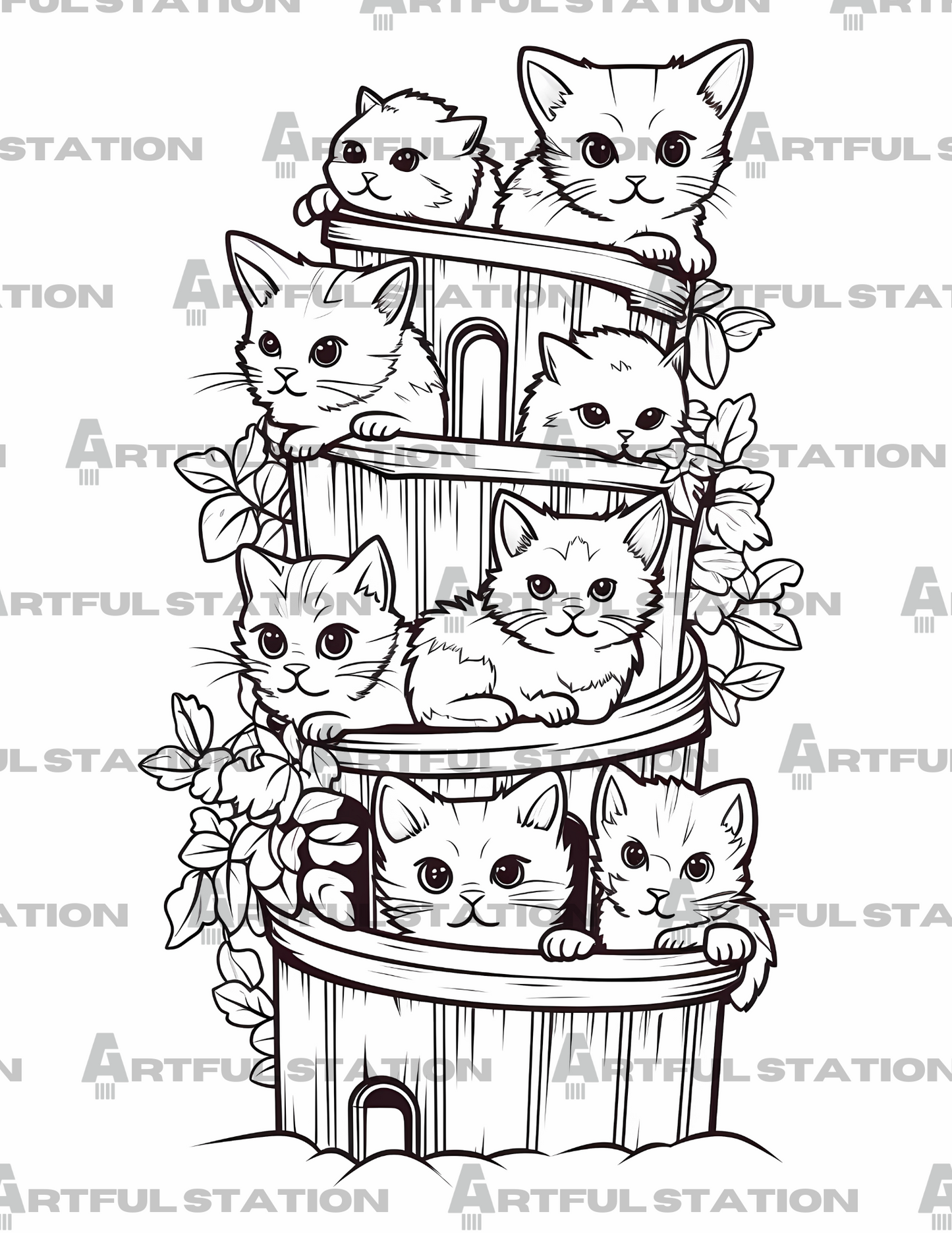 Adorable Kittens Adult Coloring Book