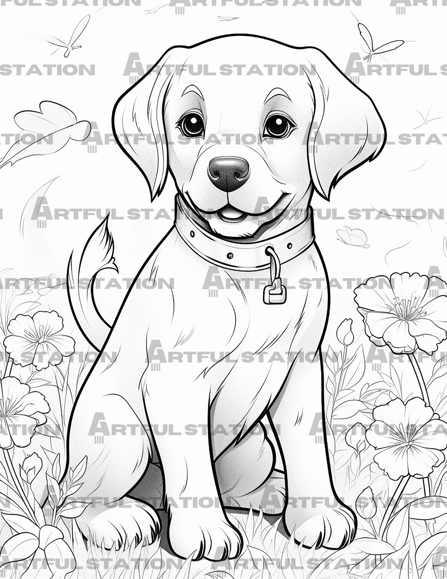 Adorable Puppies Adult Coloring Book