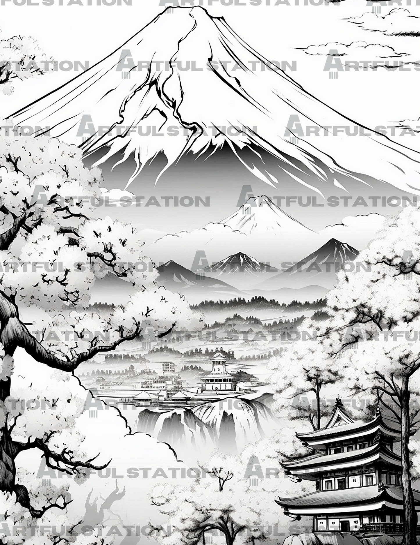 Journey to Japan Adult Coloring Book