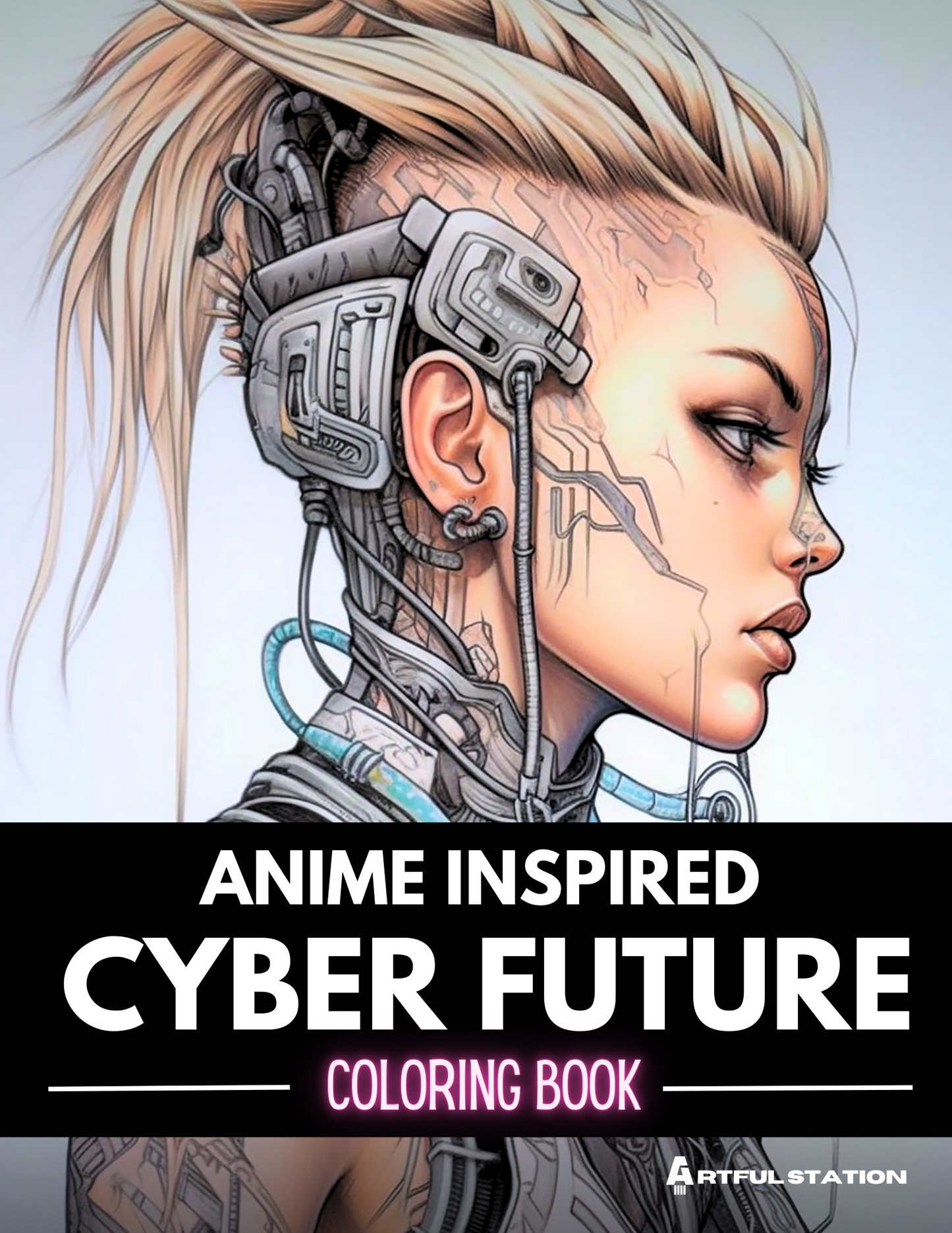 Anime Inspired Cyber Future Adult Coloring Book